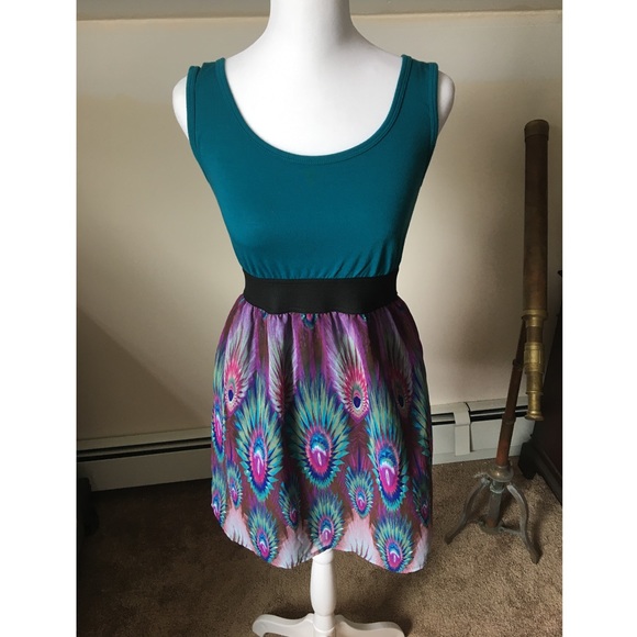 Xhilaration Dresses & Skirts - Xhilaration peacock fit & flare mini dress S